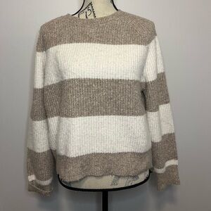 Eclipse Beige and White Striped Sweater